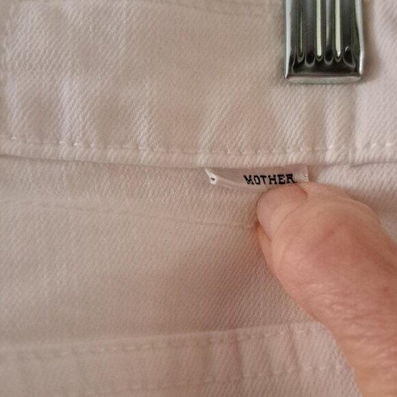 Mother Dagger FloodHighRise Straight Cut V Shaped Hem White Jean S26 Excellent - Picture 8 of 11